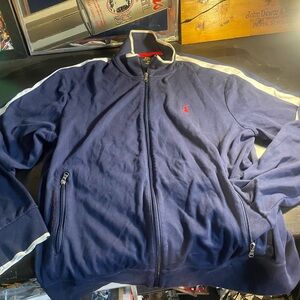 Polo by Ralph Lauren Navy Zip-Up Track Jacket with White Trim